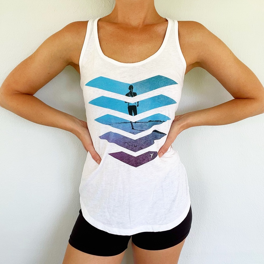 Old Navy active white blue cotton running tank size small